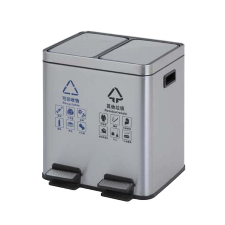 不锈钢分类脚踏垃圾桶带盖子20L30L办公用垃圾桶商用果皮桶脚踏桶