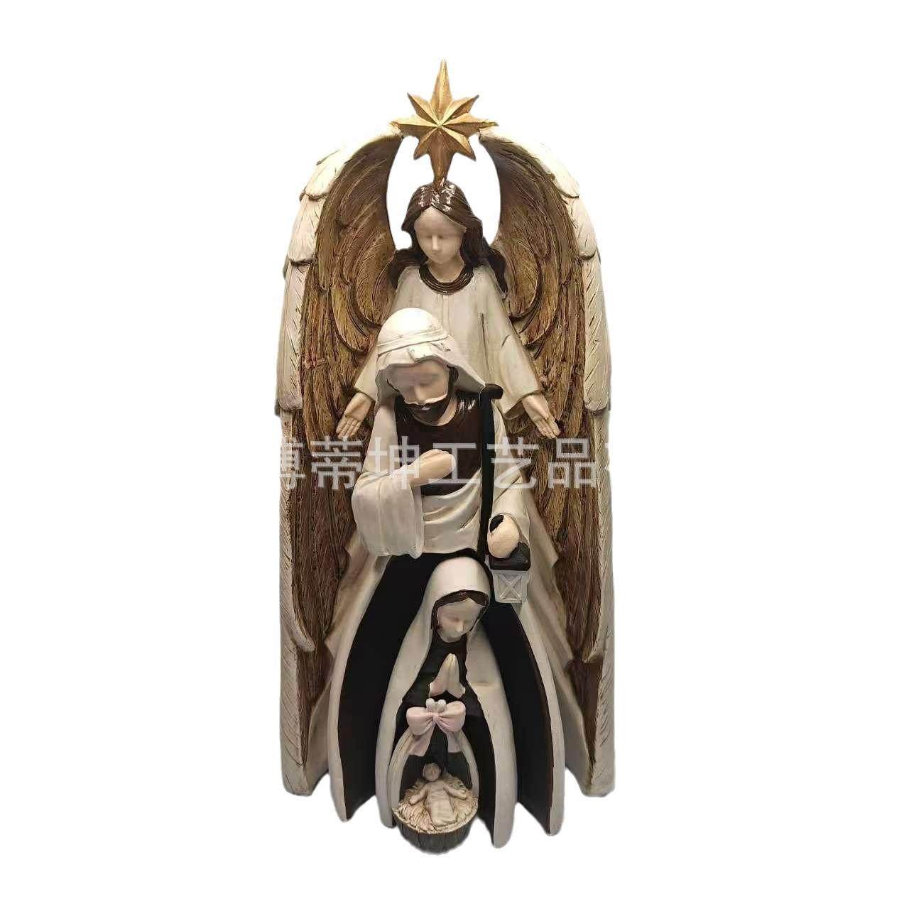 四件套装饰品摆件信仰诞生摆件家居庭院装饰树脂工艺品摆件