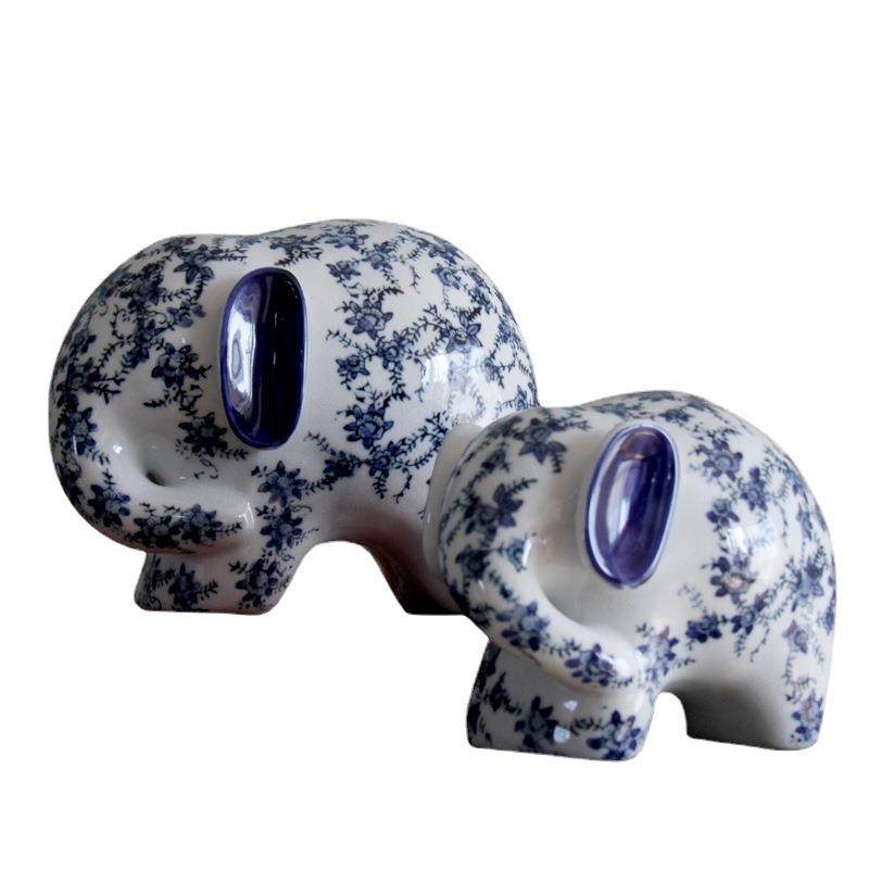 中式陶瓷装饰品工艺家居客厅电视柜青花象古典对象装饰品摆件,橡塑材料及制品,工业陶瓷,淘宝优惠券,粉丝福利购,淘宝优惠卷
