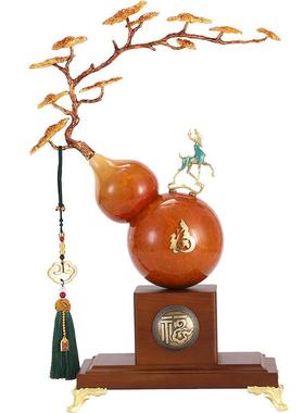 福禄双全高档葫芦摆件珐琅彩新中式客厅玄关办公室隔断乔迁装饰品