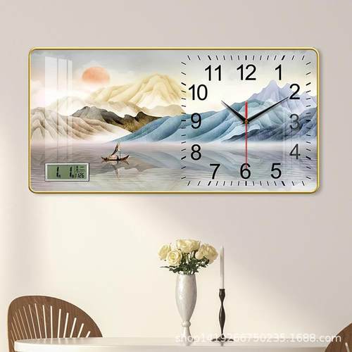 钟表挂钟客厅带温度日历餐厅时钟大气轻奢简约现代时尚新款挂钟
