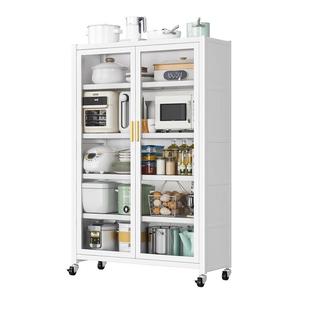 带柜门厨房置物架落地多层放锅具微波炉餐边柜子收纳储物柜免装