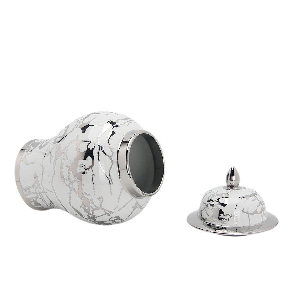 现代家用陶瓷花插银色将军罐储物罐法式客厅饰品摆件工艺品插花瓶,橡塑材料及制品,工业陶瓷,淘宝优惠券,粉丝福利购,淘宝优惠卷