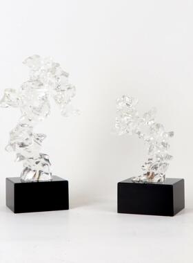 新中式透明太湖石禅意摆件展厅售楼处客厅隔断书房书柜软装饰品