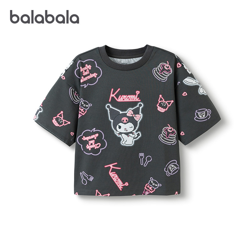 库洛米IP巴拉巴拉女童短袖t恤大童速干上衣儿童半袖2025夏装童装5
