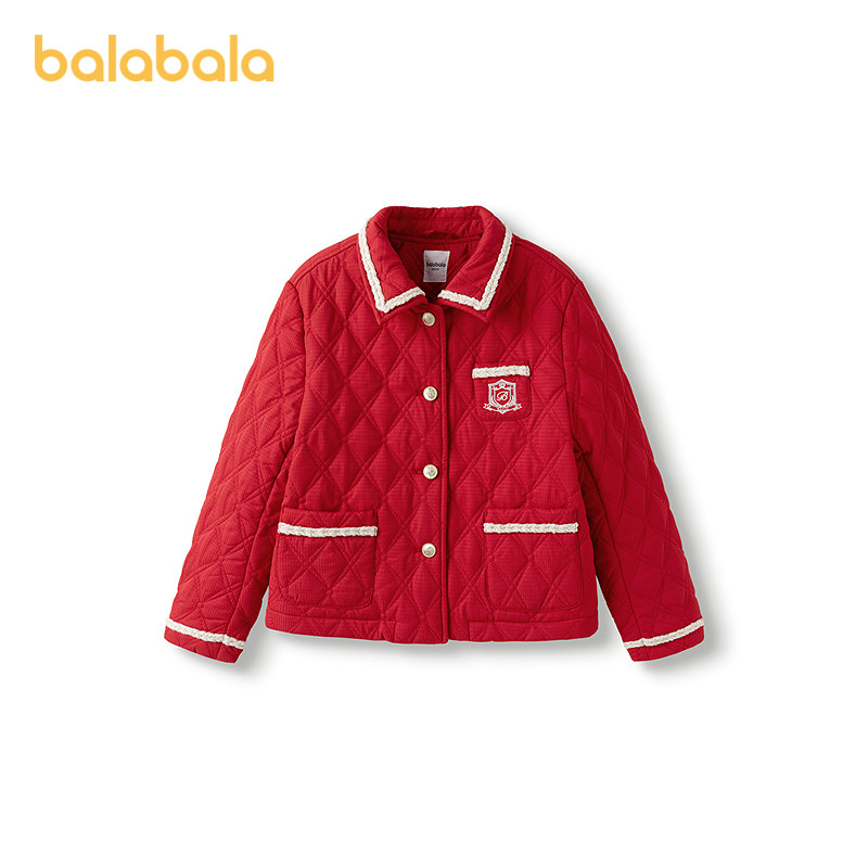 巴拉巴拉童装儿童外套女童棉服春装上衣翻领小香风洋气绣花时尚