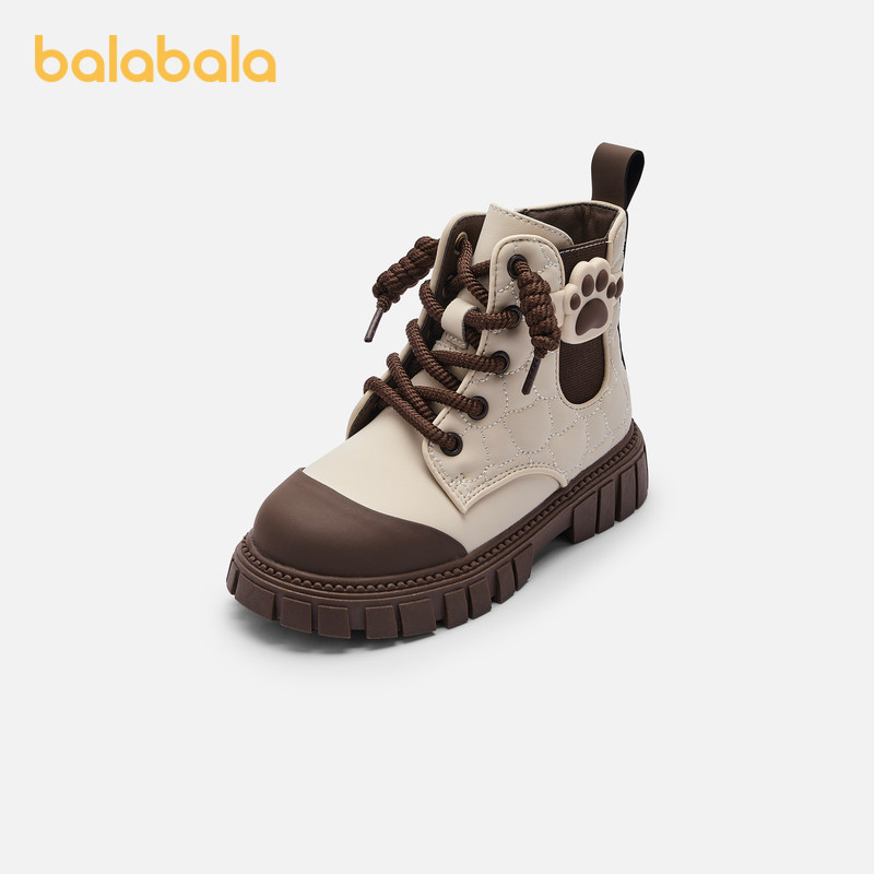 巴拉巴拉童鞋儿童马丁靴女童复古中筒靴秋冬新款靴子时尚百搭鞋子