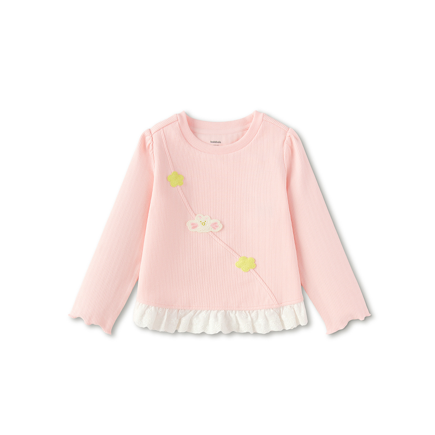 巴拉巴拉儿童长袖t恤女童蕾丝边打底衫宝宝洋气上衣2026春装新款