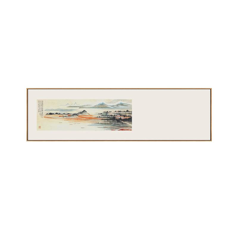 秀峰如云新中式禅意山水卧室床头装饰画古风意境背景挂画日式壁画
