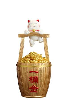 一桶金招财猫摆件开业公司前台店铺玄关大型落地装饰生意兴隆礼品