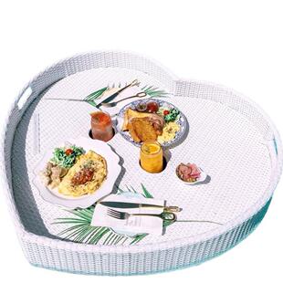 巴厘岛水上漂浮托盘40478藤编网篮乐子泳池店海上红园温泉酒别墅