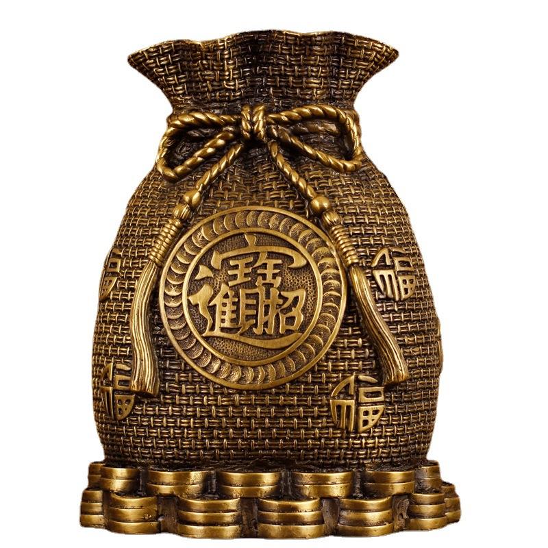 永发铜器厂家黄铜存钱罐福袋礼品金属工艺品家居财位店铺开业