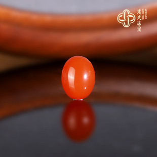 建廷原矿川料南红戒面 16.6x12.7x8.9mm 樱桃红蛋面 裸面 素面
