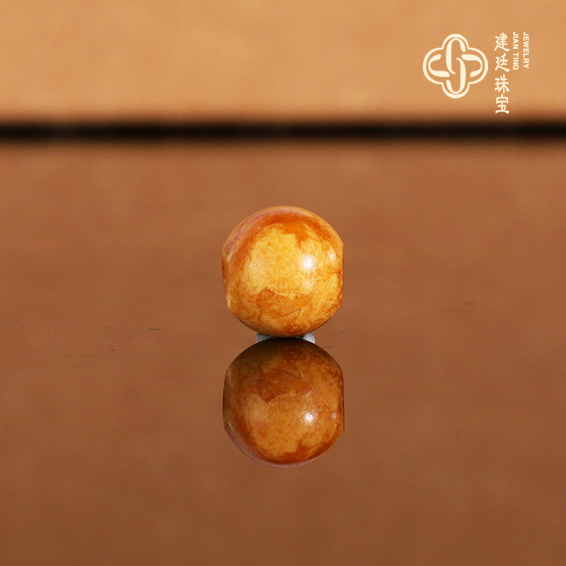 建廷天然俄料老蜜蜡散珠6.5mm 鸡油黄满蜡妖花古董蜜蜡配珠圆珠