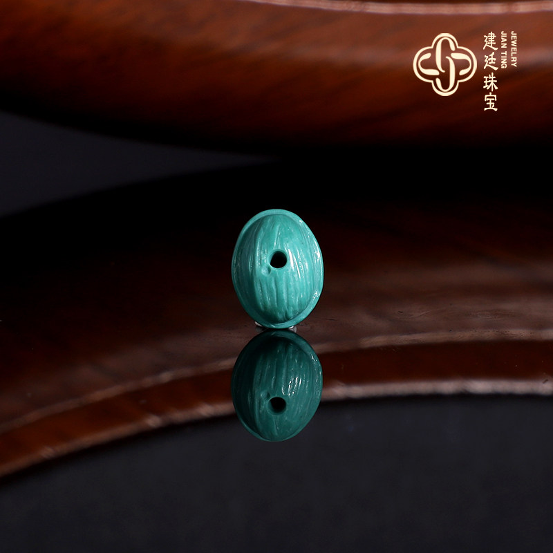 原矿绿松百香籽散珠 长8.5x6.55.7mm 高瓷蓝绿松色绿松配珠单珠