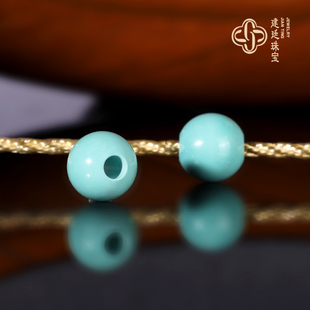 建廷原矿绿松石配珠大孔珠 散珠 孔道精修 高瓷蓝绿干净少铁线