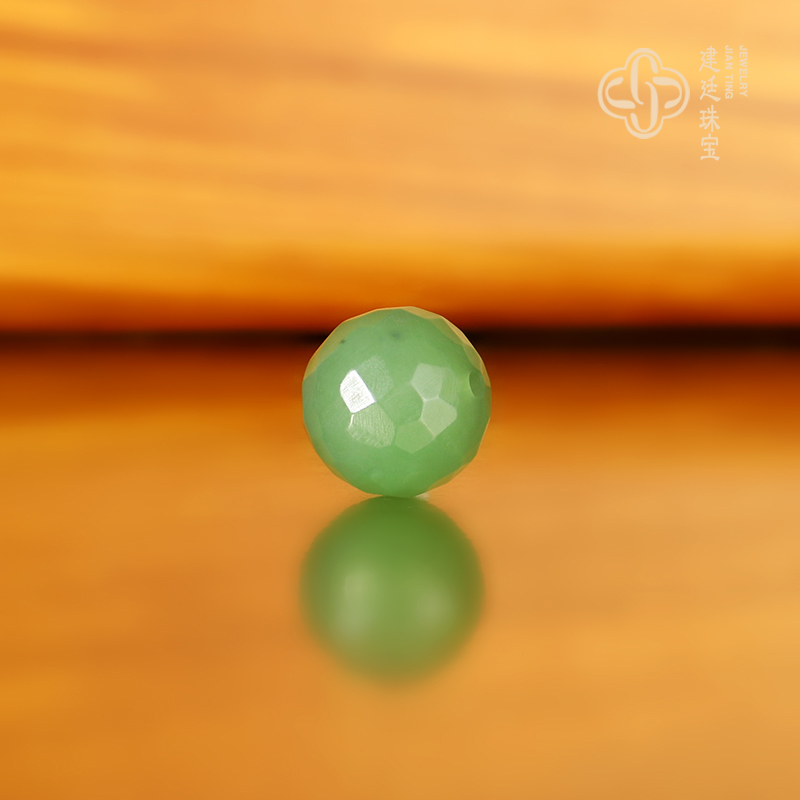 建廷俄料碧玉苹果绿无相珠 12mm P22 乌兰海和田玉配珠 精工单珠