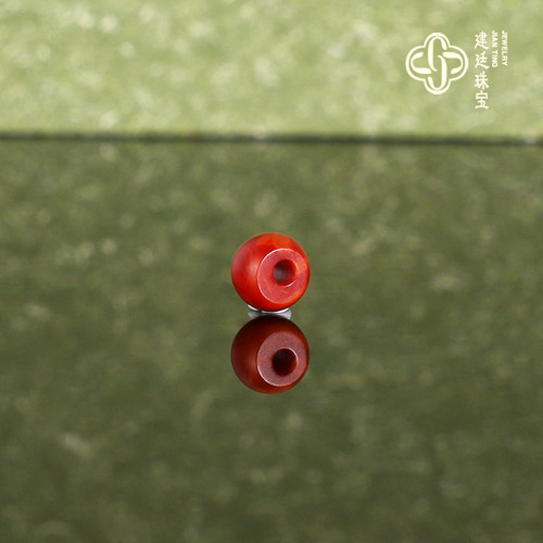 建廷原矿天然瓦西南红散珠 直径4.9x3.4mm牛血红满肉精工隔珠配珠