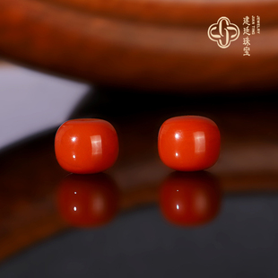 建廷毕业级瓦西南红老型珠散珠 满肉川料纯色柿子红偏红单珠配珠