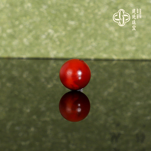 建廷毕业级川料南红散珠8.4mm 哑光满肉满色天然原矿南红单珠配珠