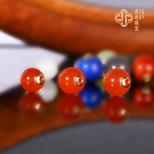 18k金镶嵌冰红配珠 建廷保山南红冰红散珠 河湾料 原矿单珠配饰