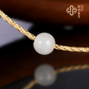 建廷新疆和田白玉散珠 大孔珠  圆珠配饰 羊脂白玉配珠 精修孔道
