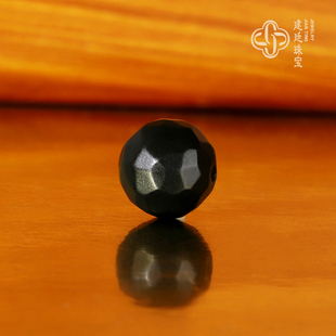建廷和田玉塔青无相珠散珠10-12mm 隔珠细料墨碧DIY哑光单珠配珠