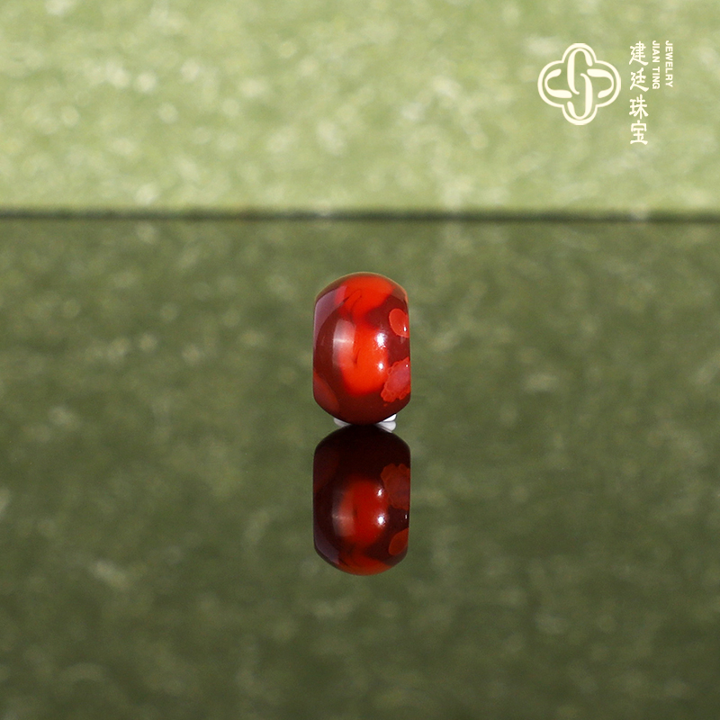 建廷原矿天然瓦西南红散珠 直径8x5mm 牛血红满肉精工隔珠配珠