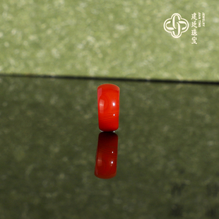 建廷原矿川料南红散珠 直径9x4mm 12号 大孔珠 牛血红 配珠隔珠