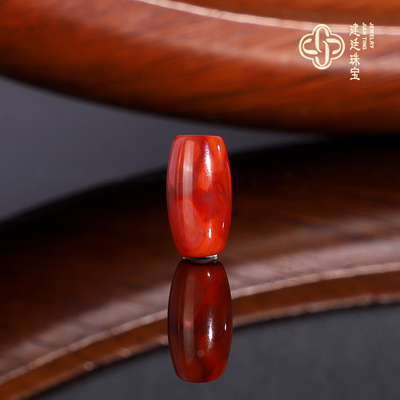 原矿天然川料火焰红南红散珠26-51号 桶珠满肉满色精选孔道 配珠