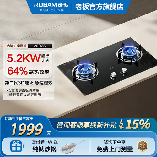 老板20B2A煤气灶家用双灶台天然液化气猛火灶炉