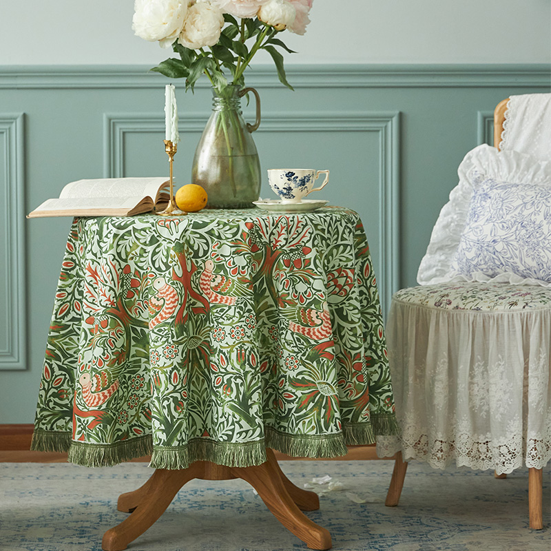 桌布复古美式圆桌k布长方形餐桌布艺亚麻ins茶几台布轻奢高级新款