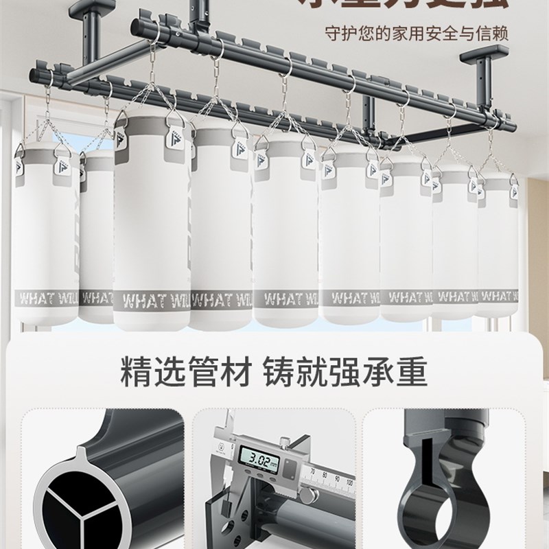 铝合金晾衣杆阳台固定式顶装防风上下双层悬N挂式家用晒衣晾衣架