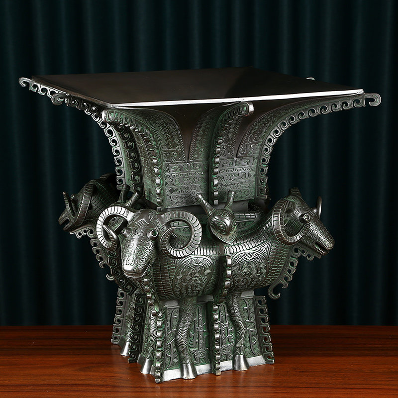 纯铜四羊方尊摆件青铜鼎仿w古青铜器中式办公室客厅开业乔迁礼品