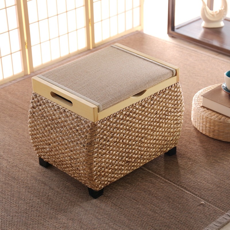藤编储物凳可坐人收纳凳家用多功能藤木J坐箱矮凳收纳箱门厅换鞋