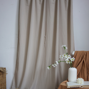 日式亚麻色纯橘棉麻桌布甜品台结B婚礼氛围感装饰布置摆摊展台背