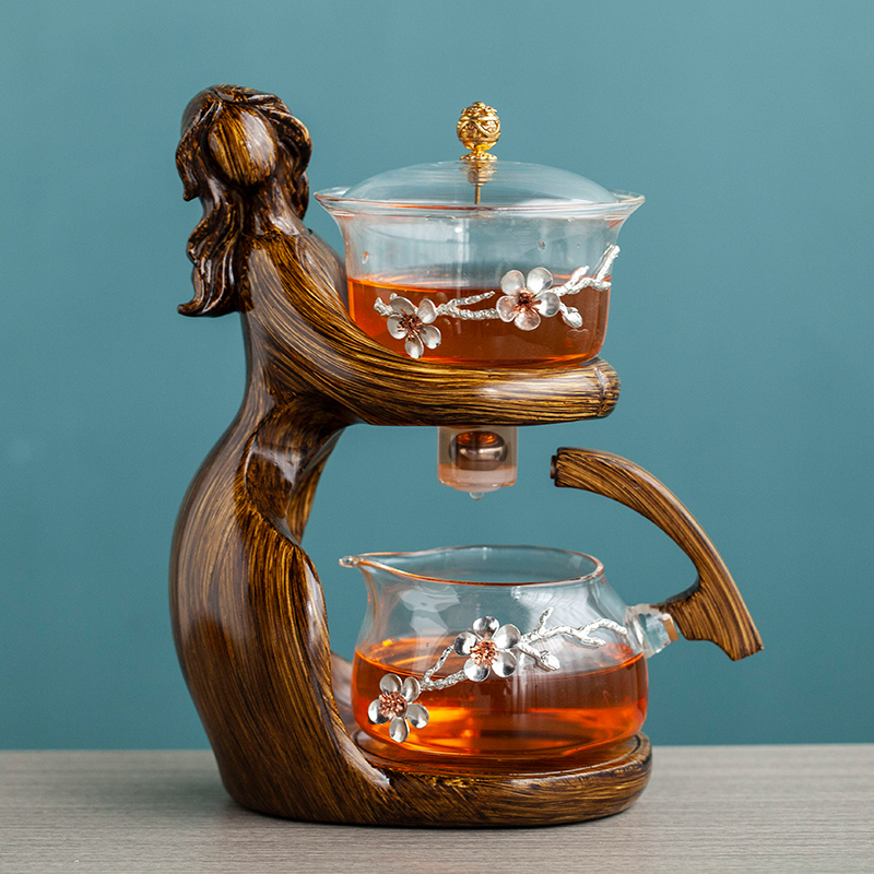 2023创意f侍女功夫茶具套装半全自动懒人泡茶壶冲茶器办公家用送