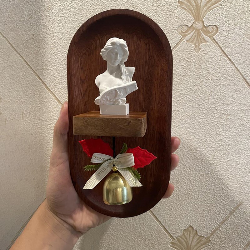 复古高级感欧式墙饰工p艺品装饰墙面木饰挂画圆形法式花木雕墙挂图片