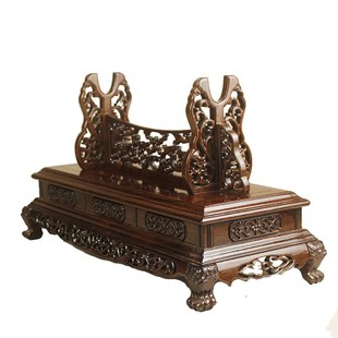 实木刀架底座宝刀支撑架宝剑w木托牛角架东阳木雕剑架红木黑色木