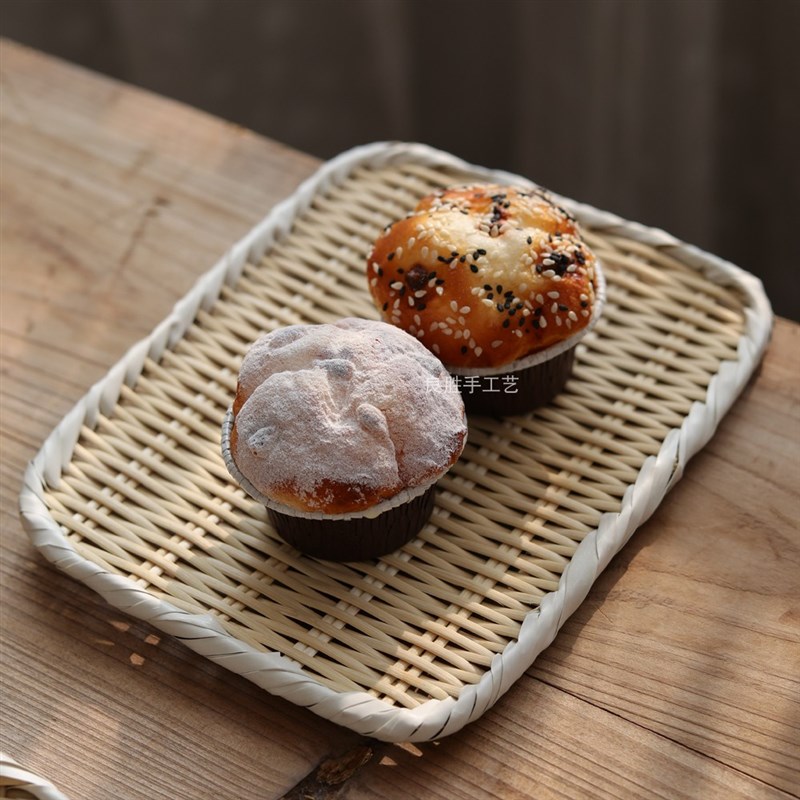 手工竹编篮子家j用晾晒托盘水果篮面包篮馒头筐日式竹编制品点心