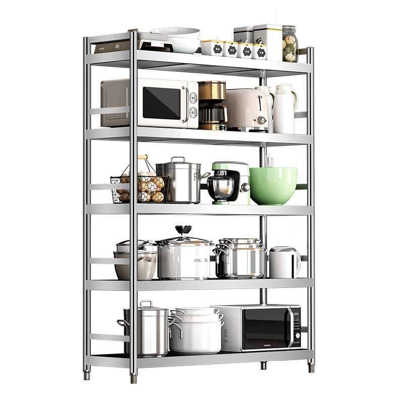 运达不锈钢架子置物架厨房落地多C层收纳货架多功能家用新款储物