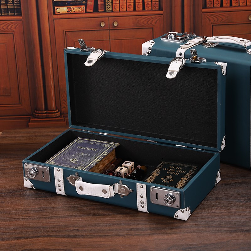 欧式复古手提箱老式旅行皮箱杂物整理箱摄影道具储物木Z箱子收纳