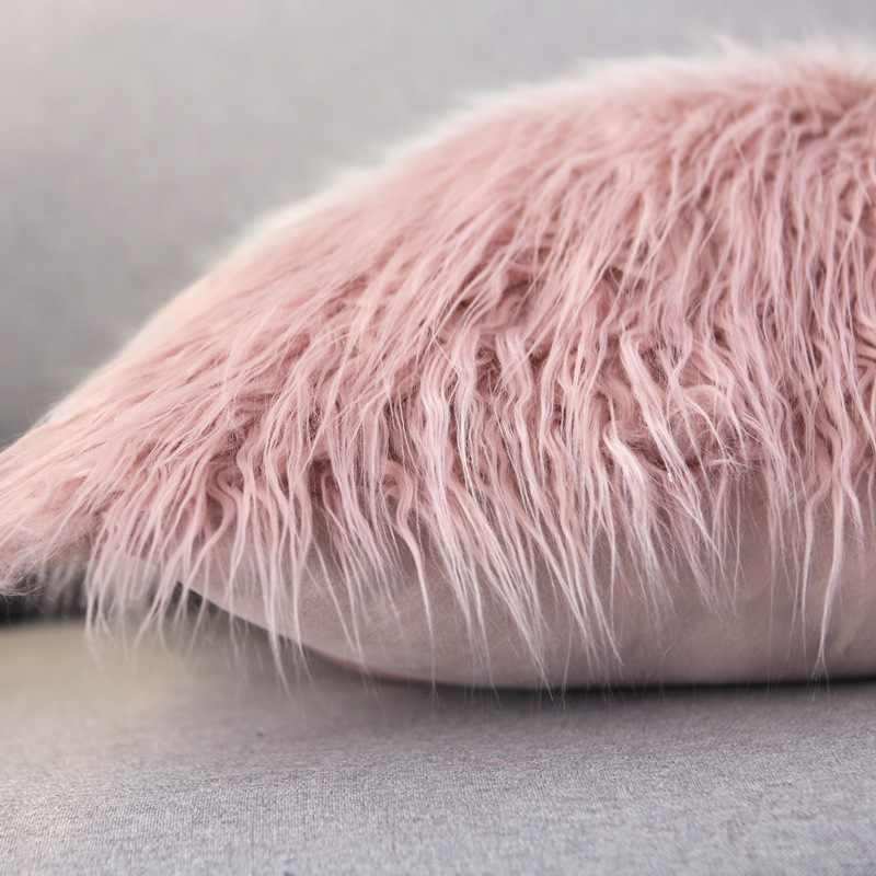 千鸟格粉色组抱枕套ins长毛渐变色靠沙发办公室腰枕靠Z枕床头靠背