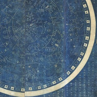 清代浑天一统星象全图古代天文星座图高清微喷复制装饰画横幅挂轴