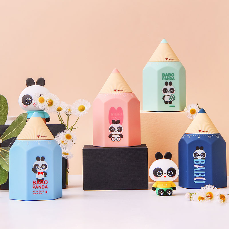 卡通巴布铅笔造型时间管理器厨房倒时器学生机械定时计时器提醒器