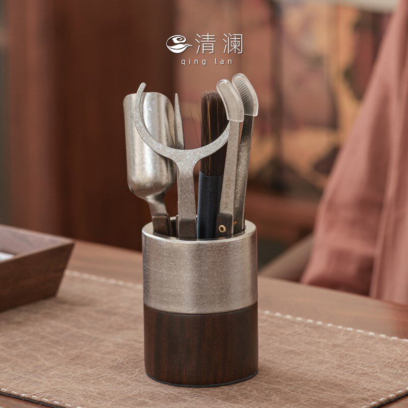 清澜纯钛黑檀木茶道六君子套装高档泡茶工具功夫茶具配件大全