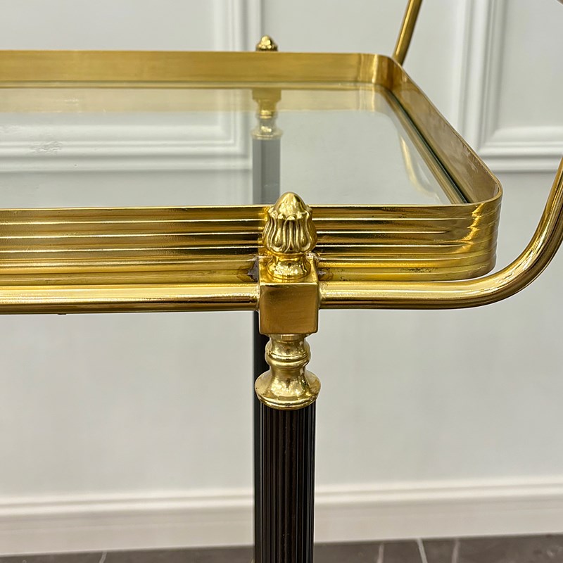 法式移动小推车高档收纳车酒店酒水车复古全铜双T层餐车餐厅传菜