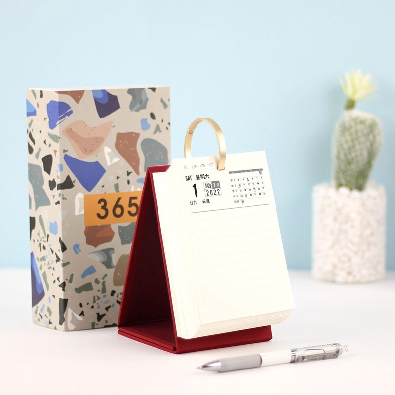 2025年台式简约日历p记事台历本布面手账空白365天计划本桌面摆件