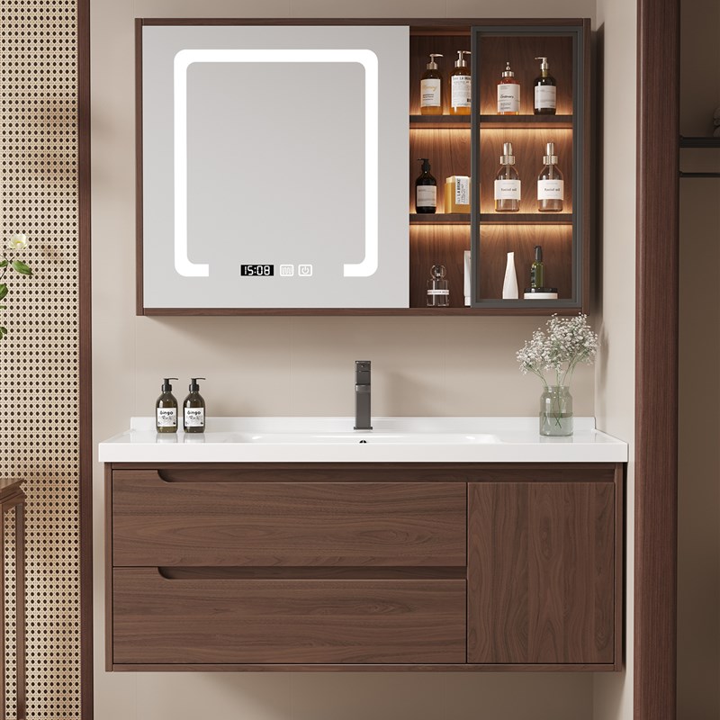 新中式实木浴室k柜组合卫生间洗漱台洗手池洗脸盆柜陶瓷一体盆