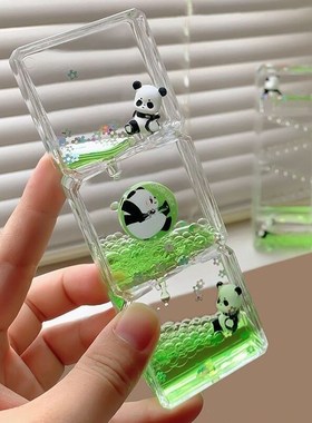 可爱熊猫减压油漏沙漏创意摆件情绪稳定桌面油滴计时器送儿童礼物